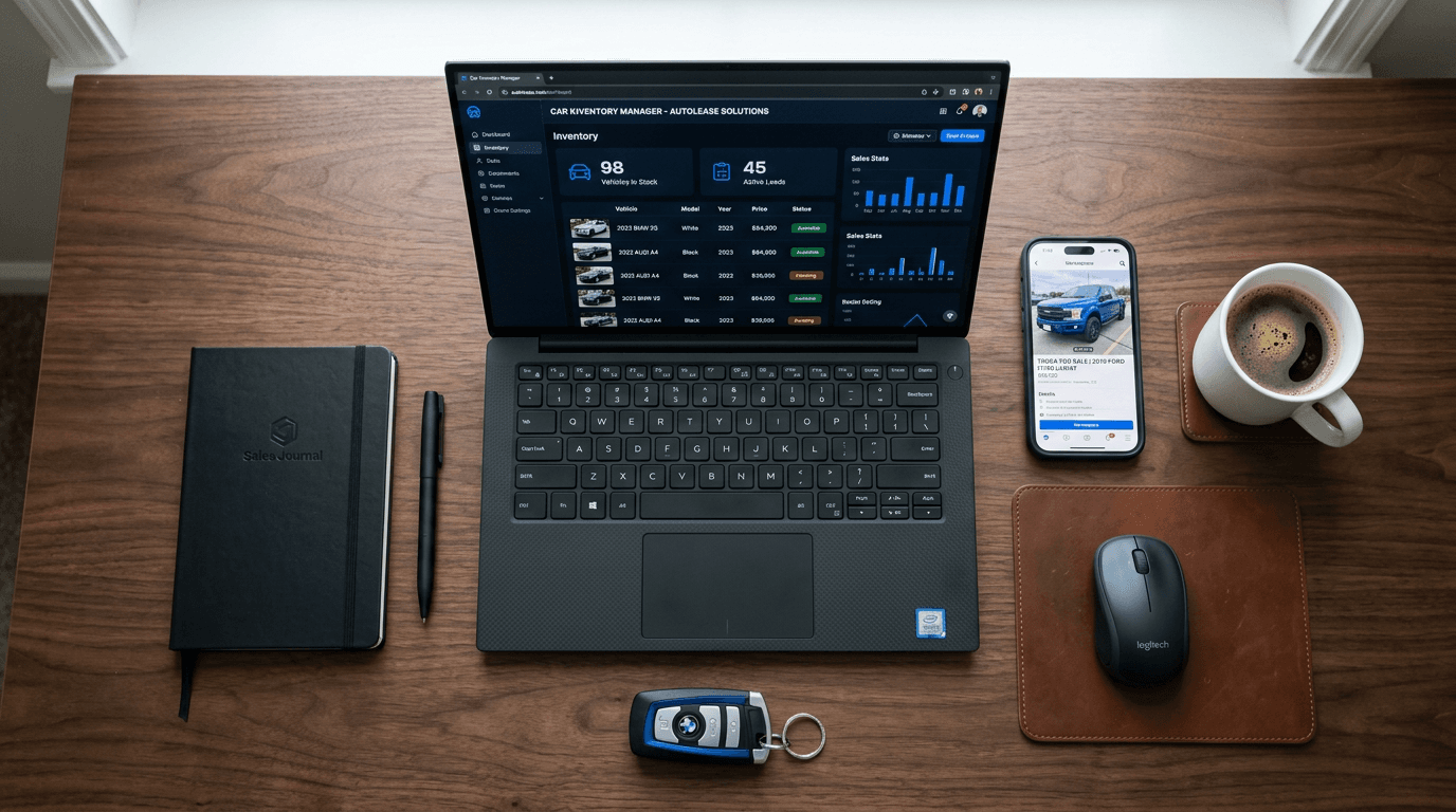 CarSocial.ai desktop dashboard and mobile Marketplace listing